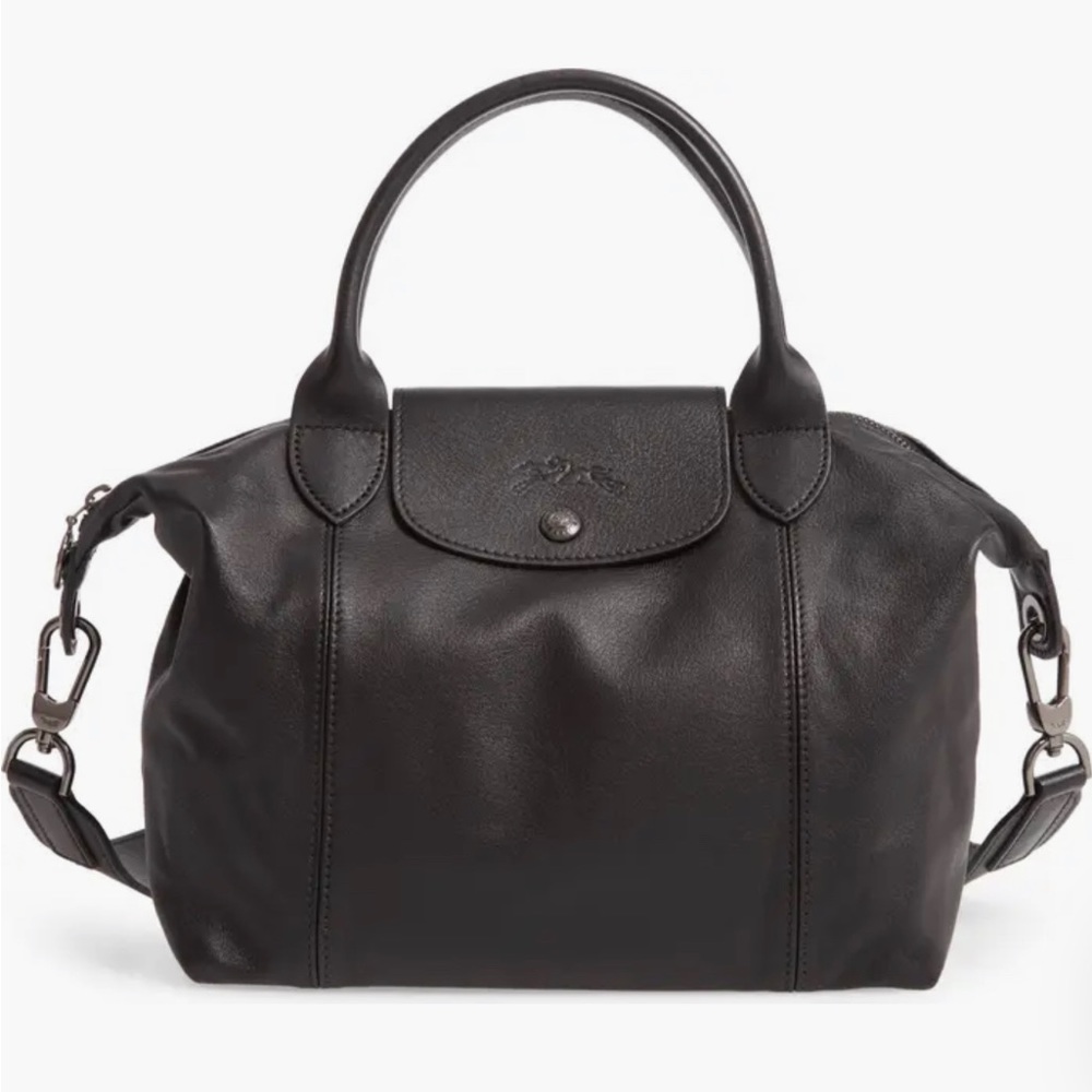 Longchamp  Le Pliage Black Leather Bag